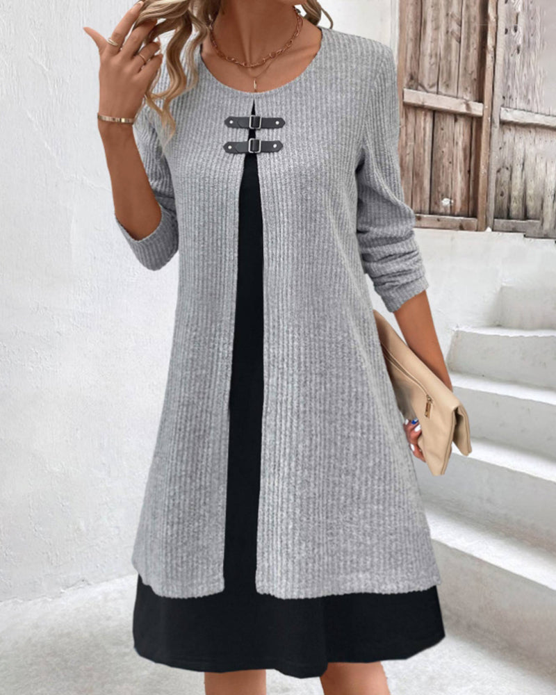 Drune | Rippenkleid mit Langen Ärmeln
