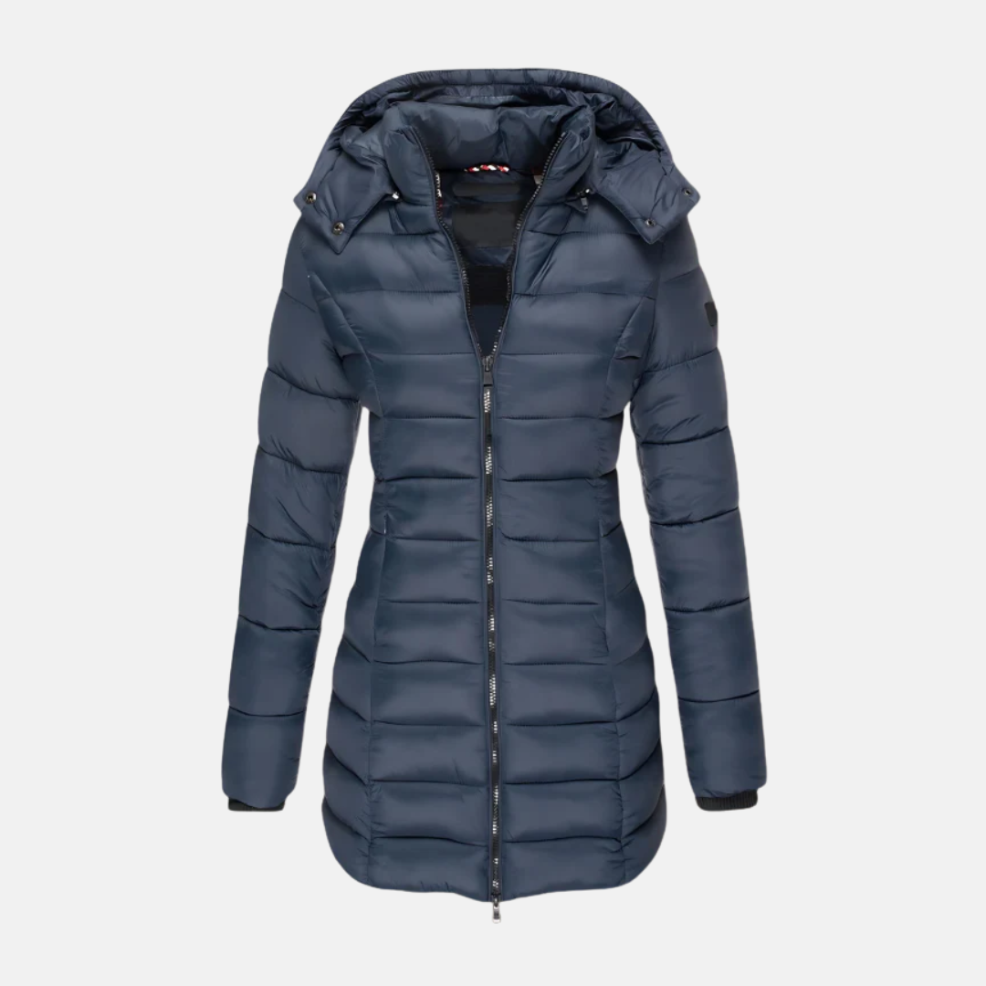 Drune | Pufferjacke - Slim Fit - Mittellang - Mit Kapuze - Gerippte Bündchen