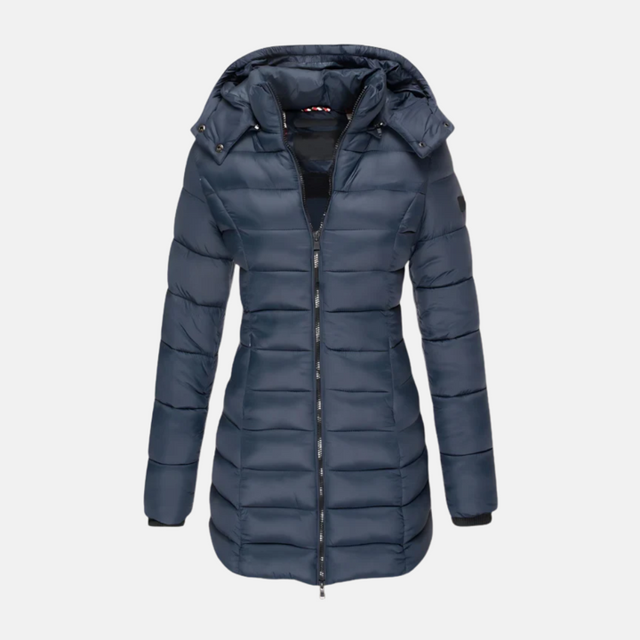 Drune | Pufferjacke - Slim Fit - Mittellang - Mit Kapuze - Gerippte Bündchen
