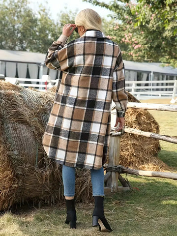 Drune | Karo Langmantel Lässig Moderner Stil Ideal für den Herbst