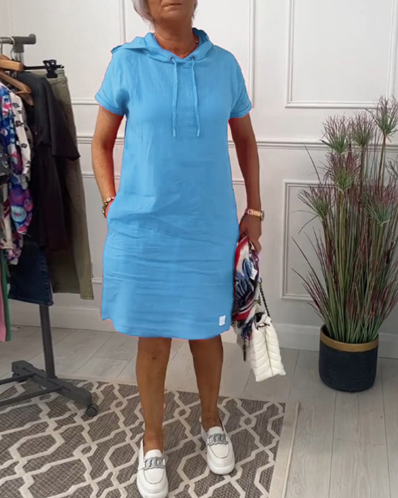 Drune | Kurzärmliges Freizeitkleid mit Kapuze
