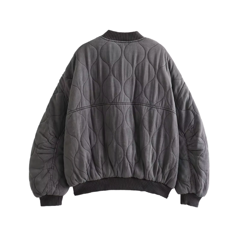 Drune | Graue oversized Leichtgewicht Bomberjacke