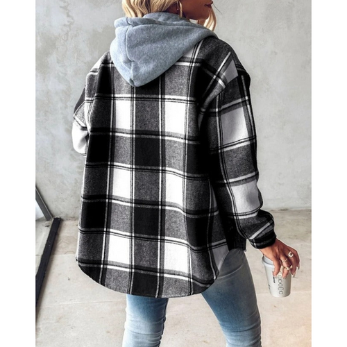 Drune | Hoodie Winter - Kariert & Mit Knopfverschluss