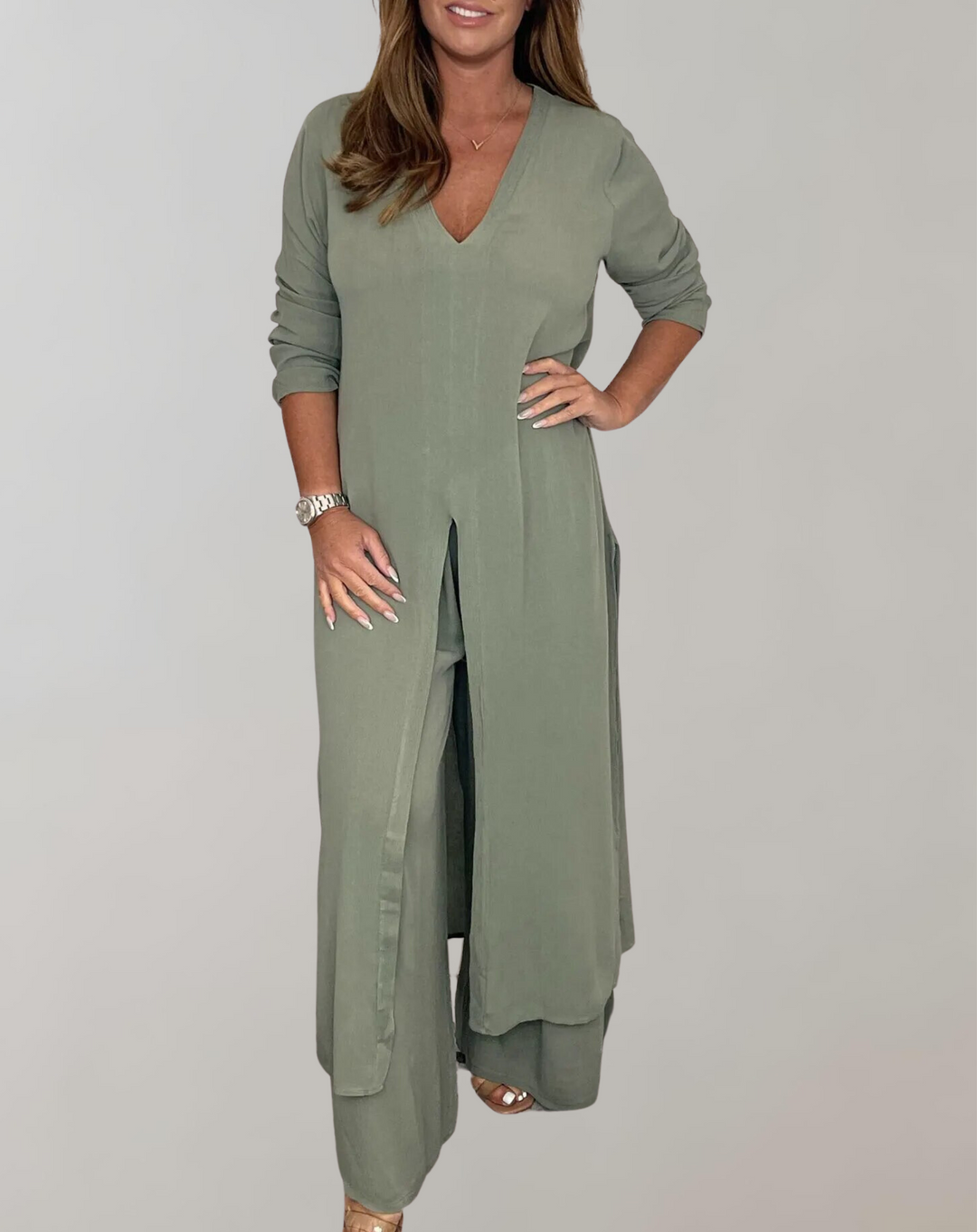 Drune - Langes Top mit elegantem hohem Schlitz