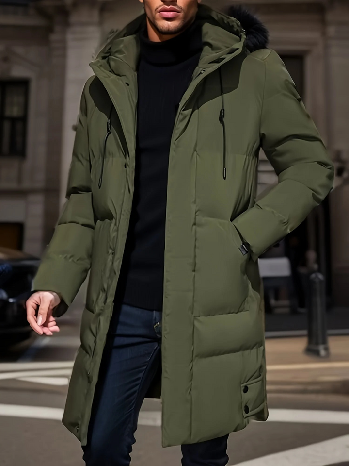 Drune | Lange gepolsterte Jacke mit Kapuze