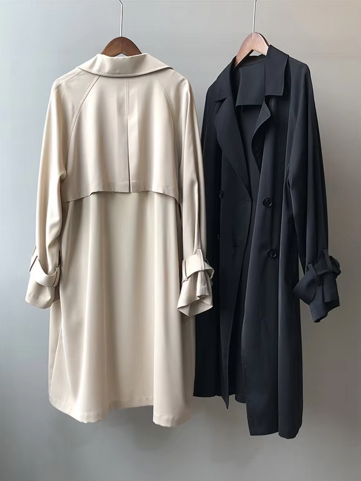Drune | Langer Trenchcoat mit Reverskragen Knöpfen und Langen Ärmeln