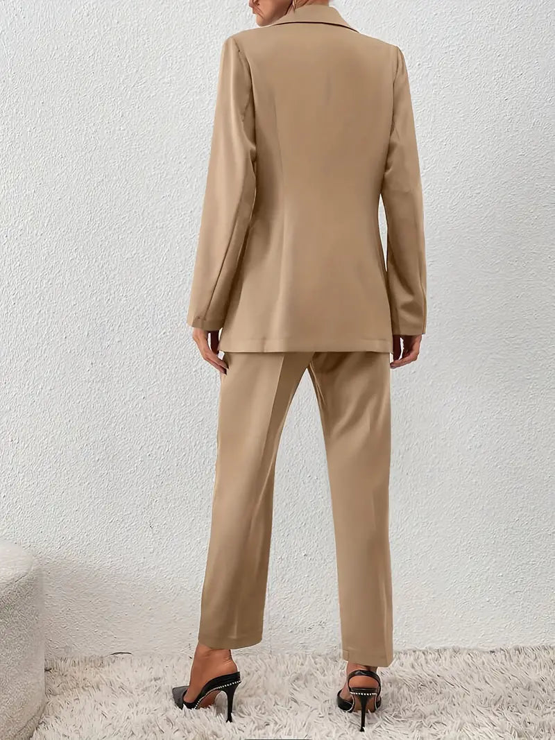 Drune | zweiteiliges Set, doppelreihiger Blazer mit Reversausschnitt