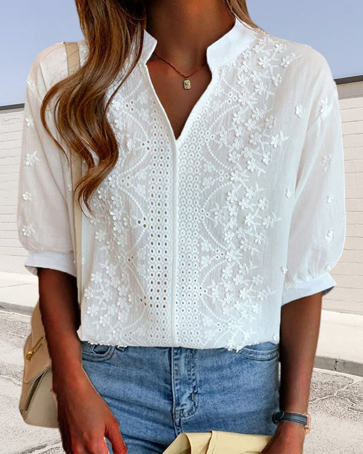 Drune - Weiße Bluse mit Puffärmeln