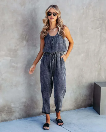 Drune | Frühling Sommer Newcomer Damen Denim Jumpsuit
