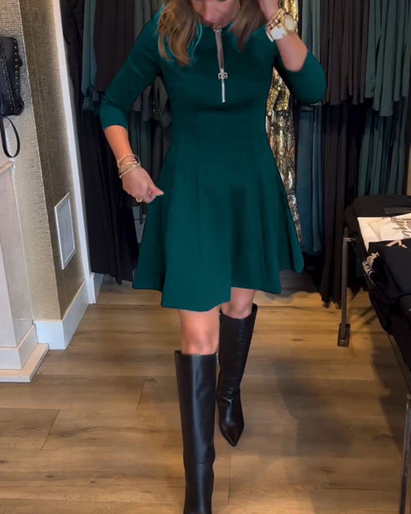 Drune | Kleid mit Einfarbigem Reißverschluss