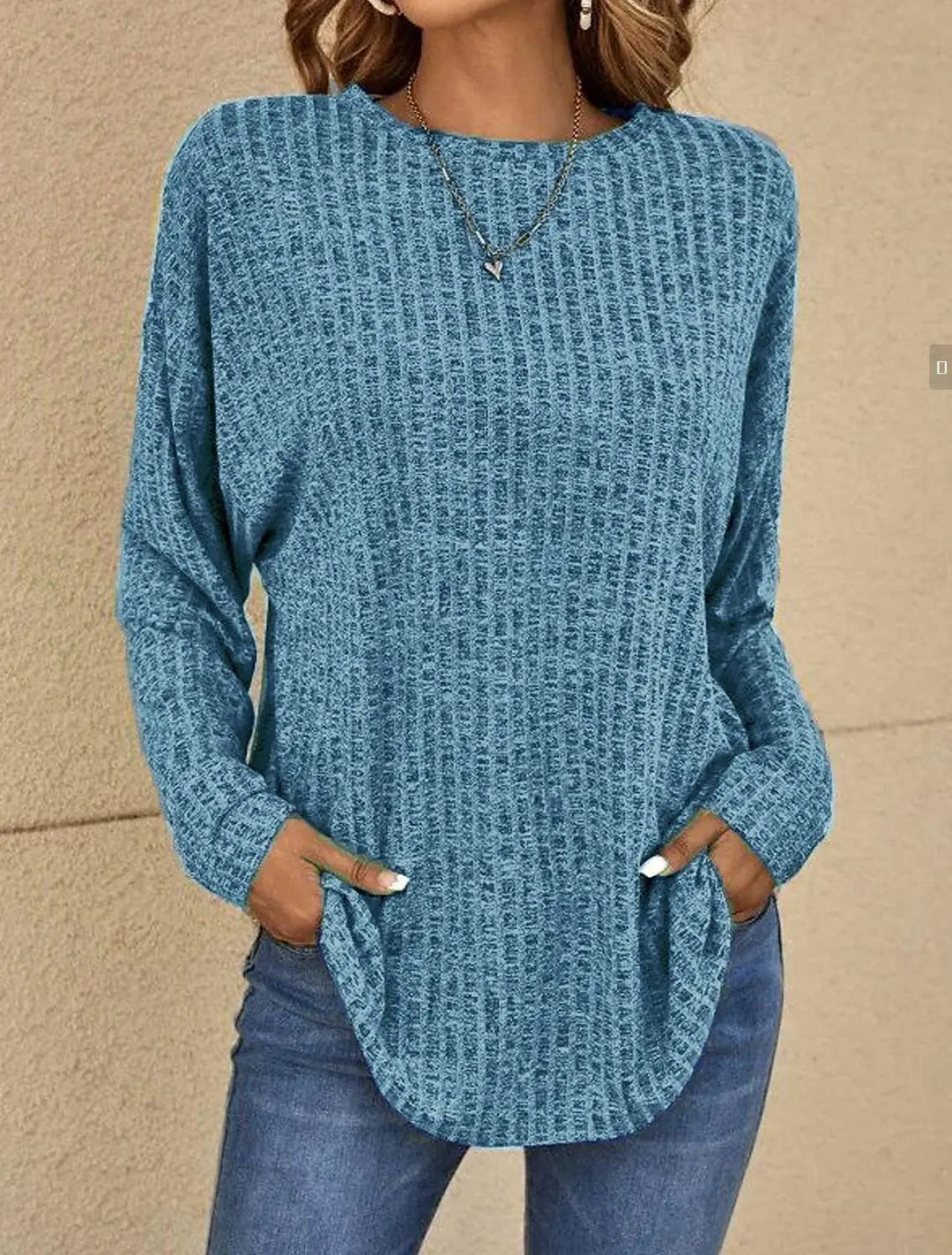 Drune | Pullover Sweater - Relaxed Fit - Weiches Strick - Gerippte Textur - Langarm Lässig