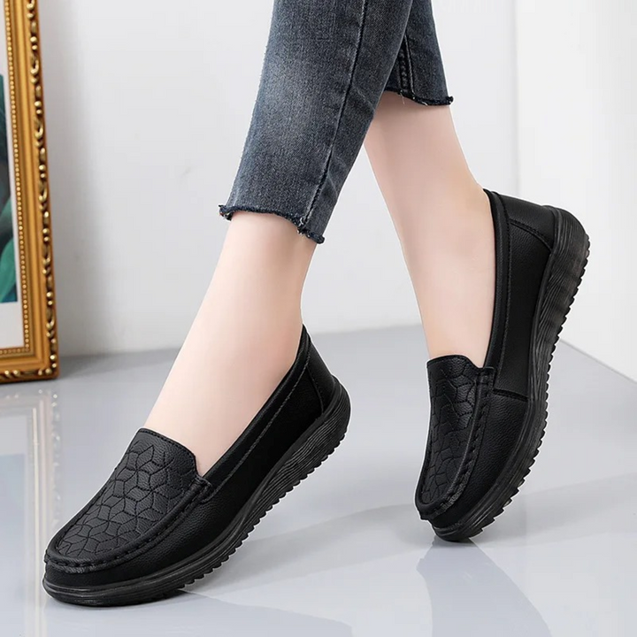 Drune – Damen-Loafer aus Leder mit Reliefmuster