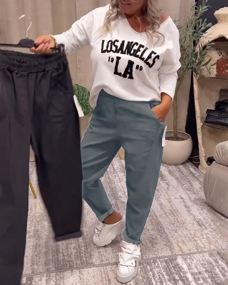Drune | Lässige Einfarbige Hose mit Taschen