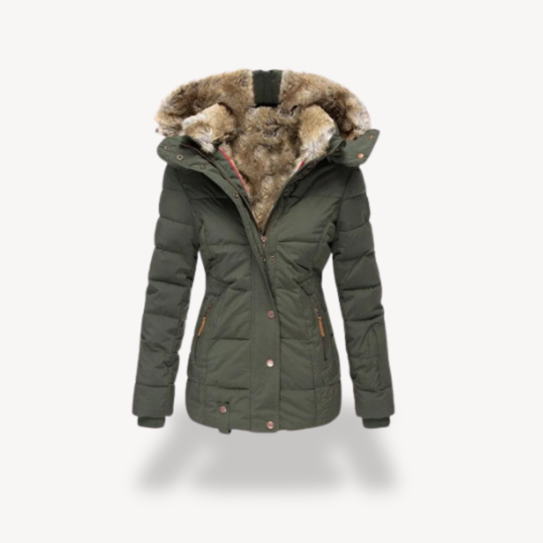 Drune | Damen Pufferjacke mit Kunstpelzkapuze