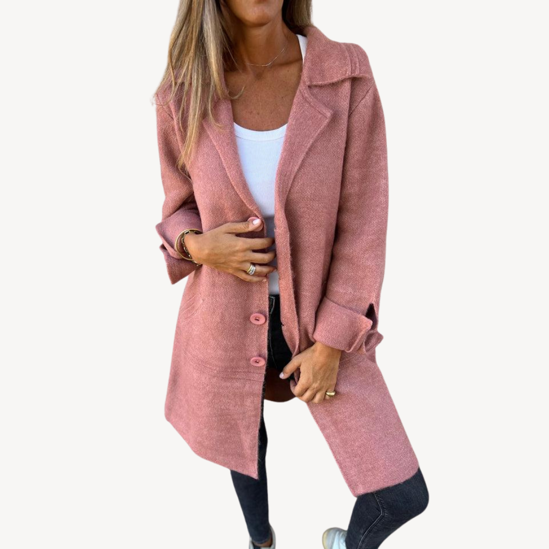 Drune | Frauen Wollmischung Langjacke mit Knopfverschluss