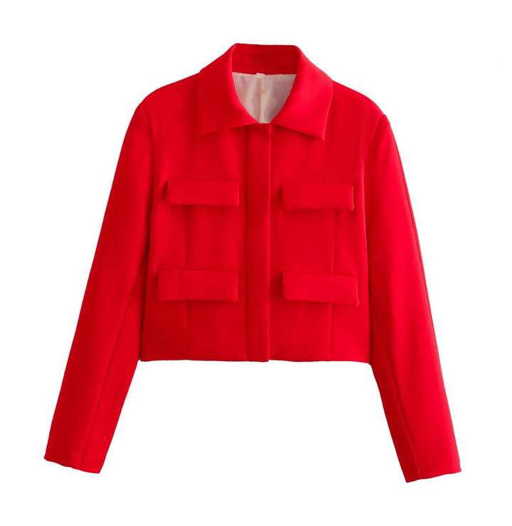 Drune | Bomberjack Damen Kurzjacke mit Vier Fronttaschen und Minimalistischem Design