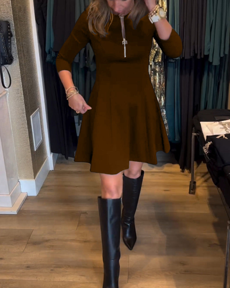 Drune | Kleid mit Einfarbigem Reißverschluss