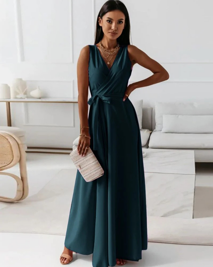 Drune | Langes V-Ausschnitt Kleid für Damen Maxi