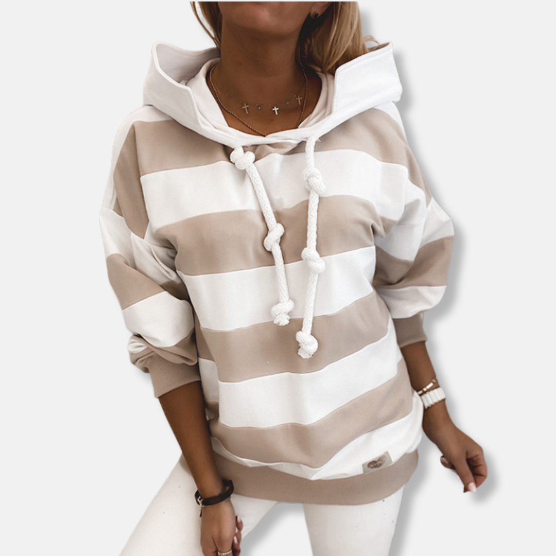 Drune | Lockere Passform Hoodie Gestreifter Lässiger Hoodie