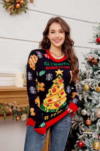Drune | Lässiger Rundhals Pullover mit besticktem Weihnachtsbaum