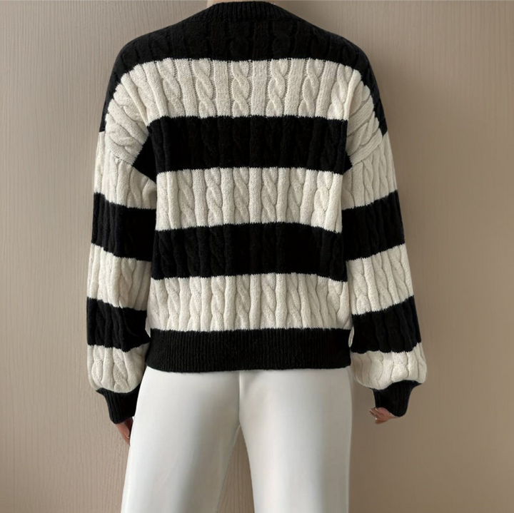 Drune | Langarmpullover für Frauen Schwarz Weiß