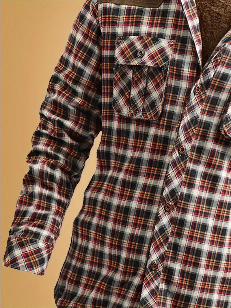 Drune | Modische karierte Flanelljacke mit Wildlederdetails für Männer