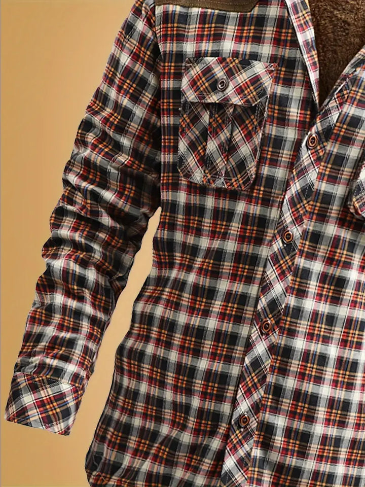 Drune | Modische karierte Flanelljacke mit Wildlederdetails für Männer