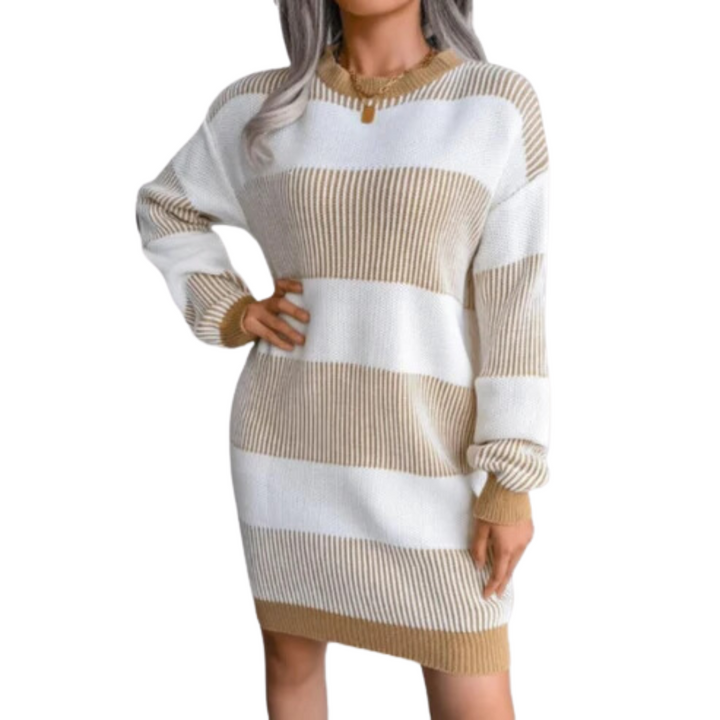 Drune | Perfekt Gestreiftes Strickkleid für Frauen