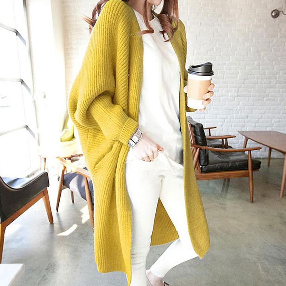 Drune | Cardigan Lange Strickjacke Oversized Fit Offene Vorderseite Weich und Warm
