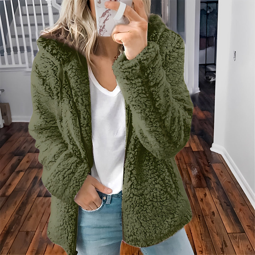 Drune | Lässige Teddy-Fleece-Hoodie-Jacke für Frauen
