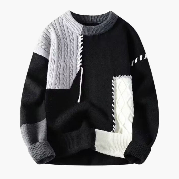 Drune | Patchwork Strickpullover im modernen Design - Perfekt für Herbst und Winter