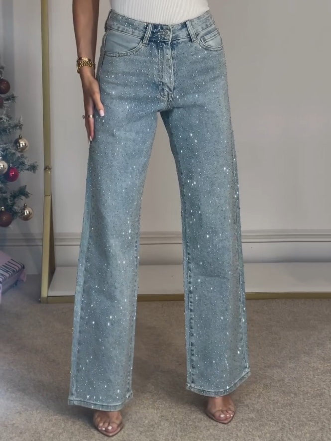 Drune | Jeans Mit Hoher Taille Und Diamant Details