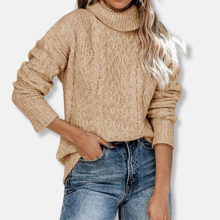 Drune | Rollkragenpullover - Kabelstrick Tunika-Längenpullover