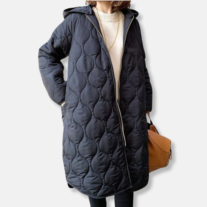Drune | Jacke - Gequiltetes Langmodell - Oversized Fit - Kapuze und Reißverschluss