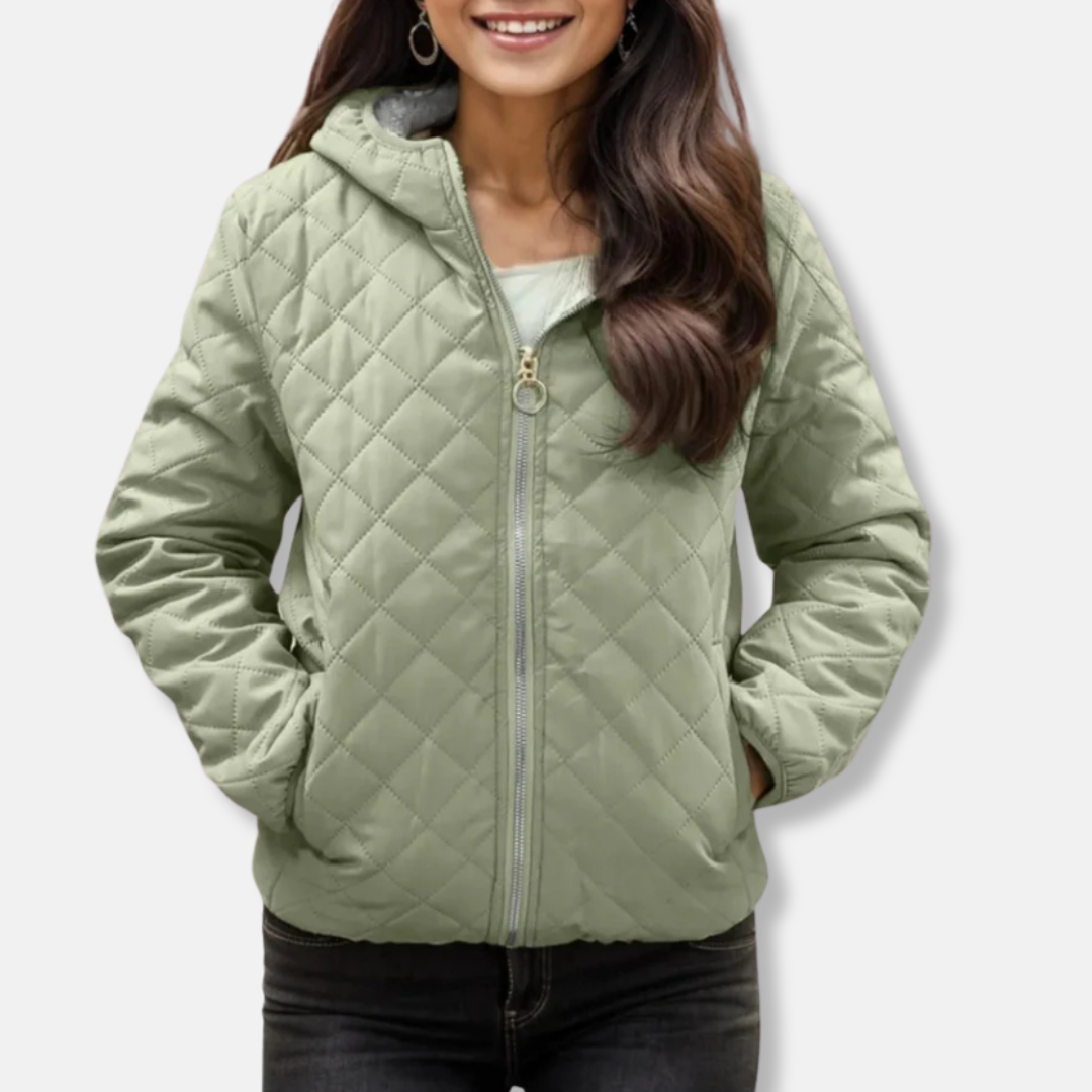 Drune | Steppjacke Lässiger Schnitt Diamantsteppung Kapuze Elastischer Saum