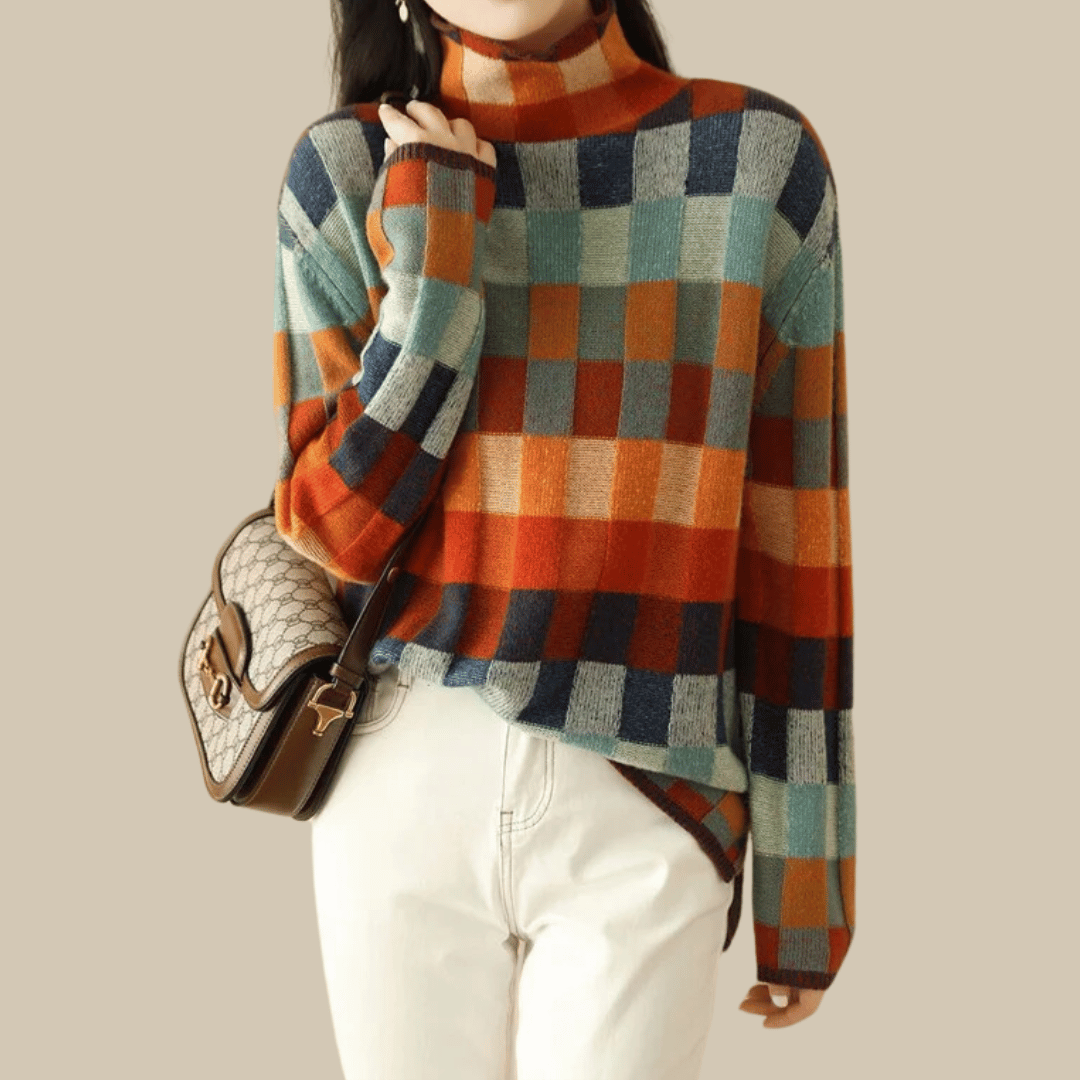 Drune | Sweater - Cashmere Patchwork-Turtleneck-Strick