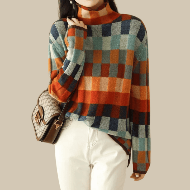 Drune | Sweater - Cashmere Patchwork-Turtleneck-Strick