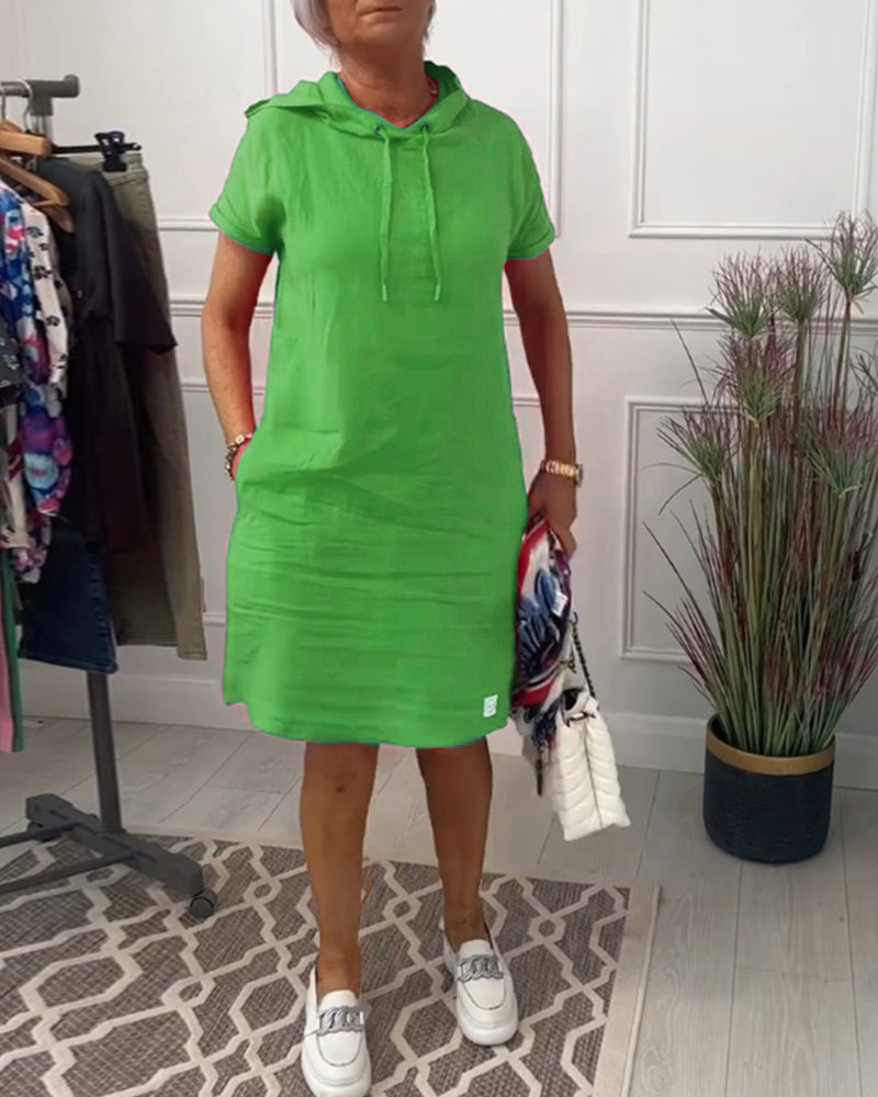 Drune | Kurzärmliges Freizeitkleid mit Kapuze