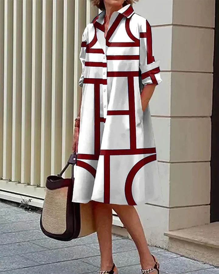 Drune | Kleid mit Taschen und Geometrischem Druck