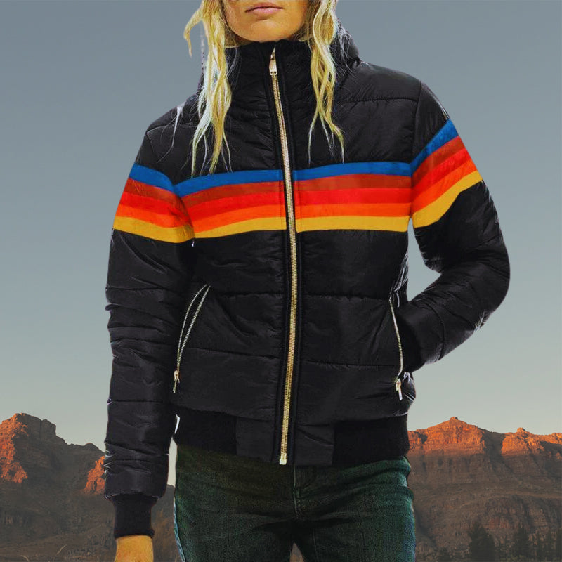 Drune | Gestreifter Farbiger Puffer-Stil, Wasserdicht für Frauen Ideal für Herbst Winter
