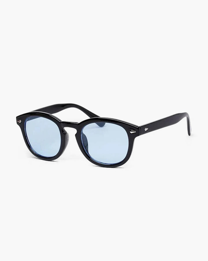 Drune | Schwarzer Rahmen Runde Sonnenbrille Für Männer