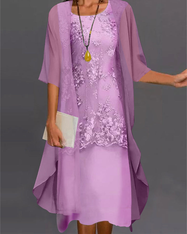 Drune | Elegantes zweiteiliges Chiffonkleid mit raffinierten Details