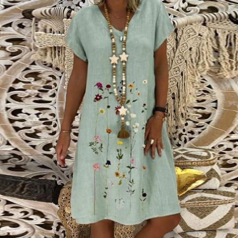 Drune | Bequemes Leinenkleid mit elegantem Muster
