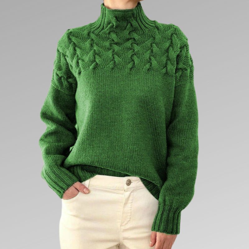 Drune | Strickpullover - Hoher Rollkragen - Zopfmuster - Lange Ärmel - Bequeme Passform