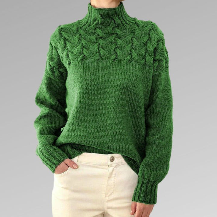 Drune | Strickpullover - Hoher Rollkragen - Zopfmuster - Lange Ärmel - Bequeme Passform