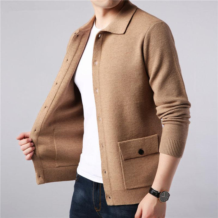 Drune | Strickjacke Gestrickte Wollmischung Slim Fit Knopfleiste & Kragen Taschen