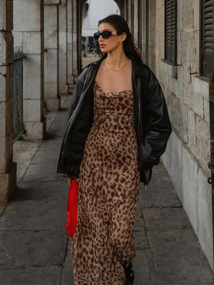 Schicke Kleid mit Leopardenmuster für Damen