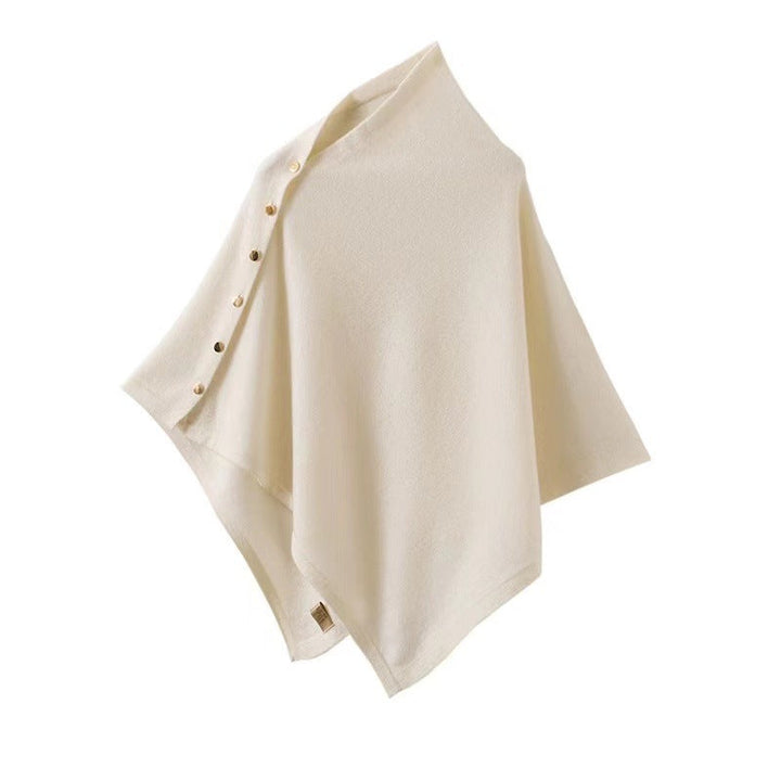 Drune | Knopfdetail Poncho - Asymmetrisches Design mit Drapiertem Schnitt