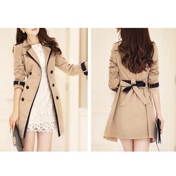 Drune | Eleganter Trenchcoat Damen Doppelreiher, Tailliert, Mittellang