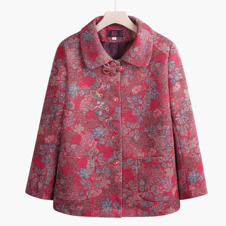 Drune | Vintage Blumenmuster Wolle Mantel für Damen